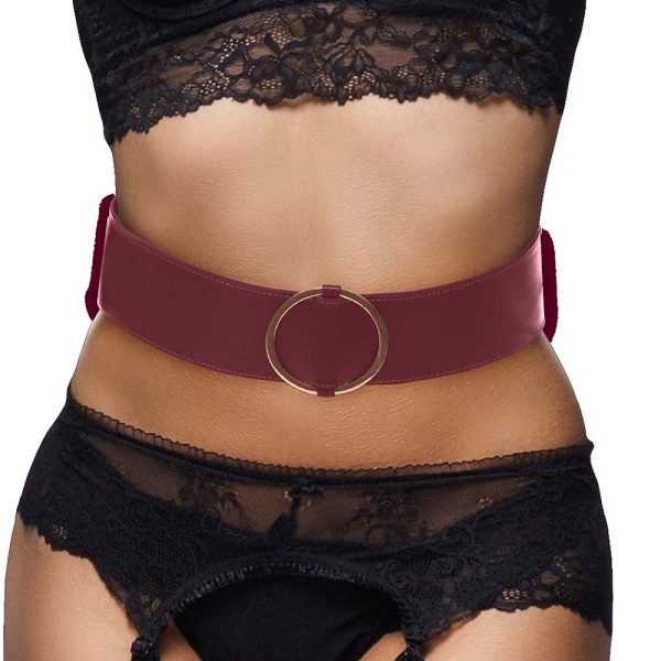 Ouch! Halo Burgundy Waist Bondage Belt in L/XL