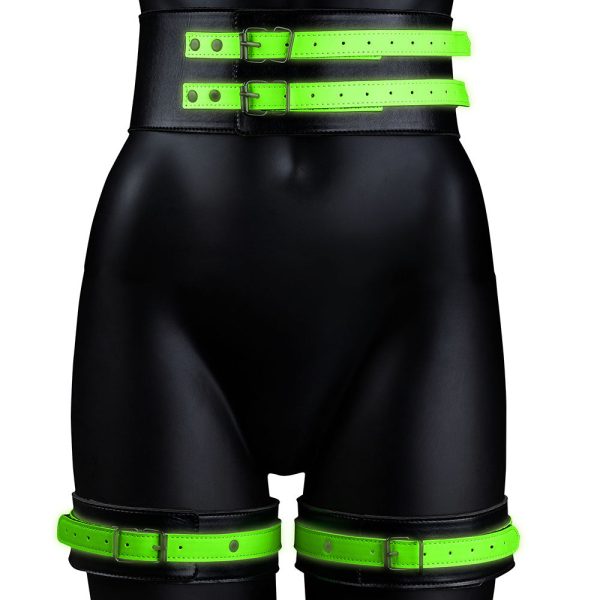 Ouch! Glow In The Dark Bondage Belt with Cuffs in S/M